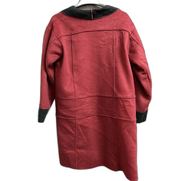 Harve Benard Benard Holtzman Wool Blend Coat Deep Red Black 14 Open Front - Picture 7 of 10
